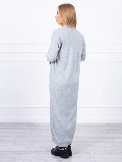 Svetr dlouhý svetr model 18748003 v pase šedý - K-Fashion