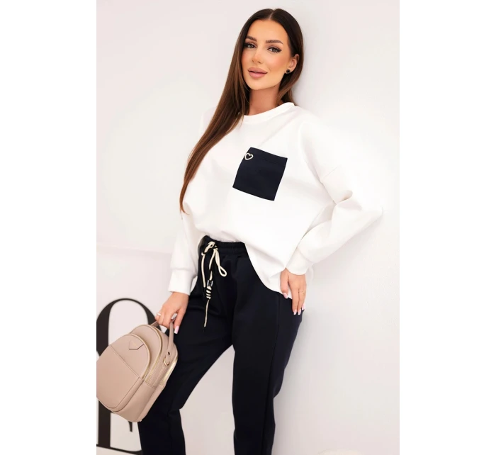 Dámský set máslový s kontrastní kapsou modrý