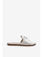 Eleganckie Klapki Damskie Błyszczące Z Ozdobą S.Barski KV27-050 Srebrne