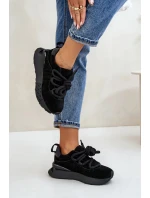 Semišové dámske tenisky na platforme s hrubým šnurovaním Artiker Black Semišové dámske tenisky na platforme s hrubým šnurovaním Artiker Black