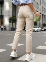 Jeansy damskie mom fit z wysokim stanem beżowe model 22014084 - FashionStreet