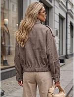 Krótka kurtka damska z stójką taupe model 22341054 - FashionStreet