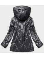 Dámska bunda v grafitovej farbe s kapucňou (7726)