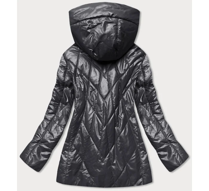 Dámska bunda v grafitovej farbe s kapucňou (7726)