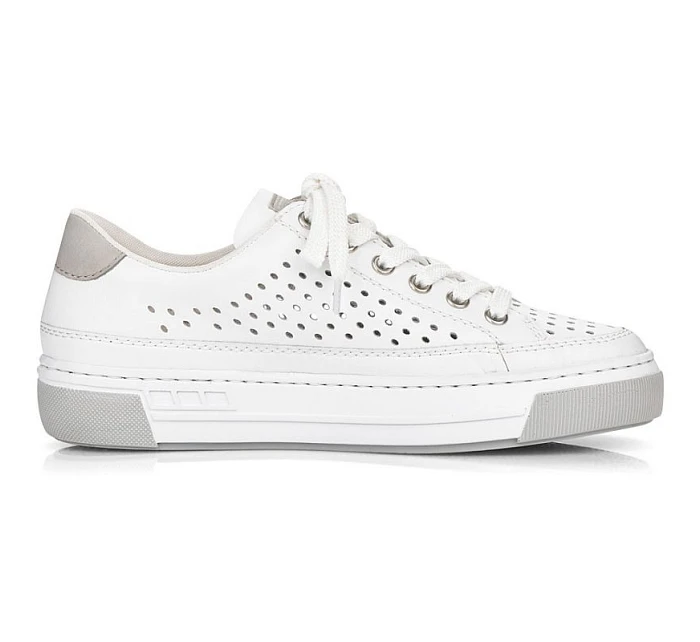 Rieker W RKR642 biele kožené ažurové topánky