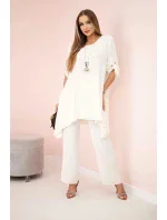 Sada halenky + kalhot s přívěskem světle béžová Sada halenky + kalhot s přívěskem světle béžová