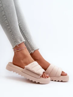 Damskie Klapki Na Platformie Big Star NN274773 Beżowe