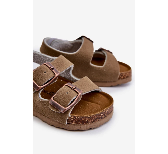 Dětské sandálky na korkové platformě se suchým zipem v barvě khaki model 21663920 - Boto Dětské sandálky na korkové platformě se suchým zipem v barvě khaki model 21663920 - Boto