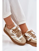Sneakersy Damskie Na Platformie Z Podwójnym Sznurowaniem Panterka Złote Niteria Sneakersy Damskie Na Platformie Z Podwójnym Sznurowaniem Panterka Złote Niteria