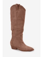 Dámské kovbojky na podpatku – béžové model 21848572 - Kesi