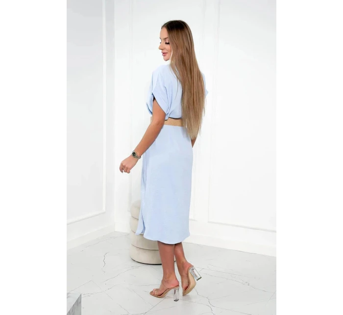 Dámske šaty s ozdobným opaskom 24139 svetlomodré - Kesi Dámske šaty s ozdobným opaskom 24139 svetlomodré - Kesi