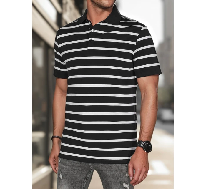 Pánska pruhovaná polokošeľa čierna FashionStreet PX0636