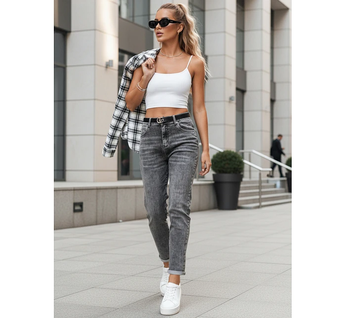 Dámske šedé džínsy mom fit FashionStreet UY2751