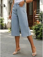 Dámske džínsové šortky široké bermudy svetlomodré FashionStreet SY0547 Dámske džínsové šortky široké bermudy svetlomodré FashionStreet SY0547