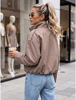 Dámska oversize prechodová bunda s golierom, béžová, FashionStreet TY6091 Dámska oversize prechodová bunda s golierom, béžová, FashionStreet TY6091