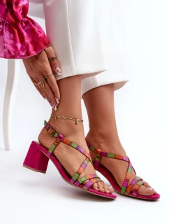 Sametové sandály na nízkém podpatku model 21660062 - Maciejka