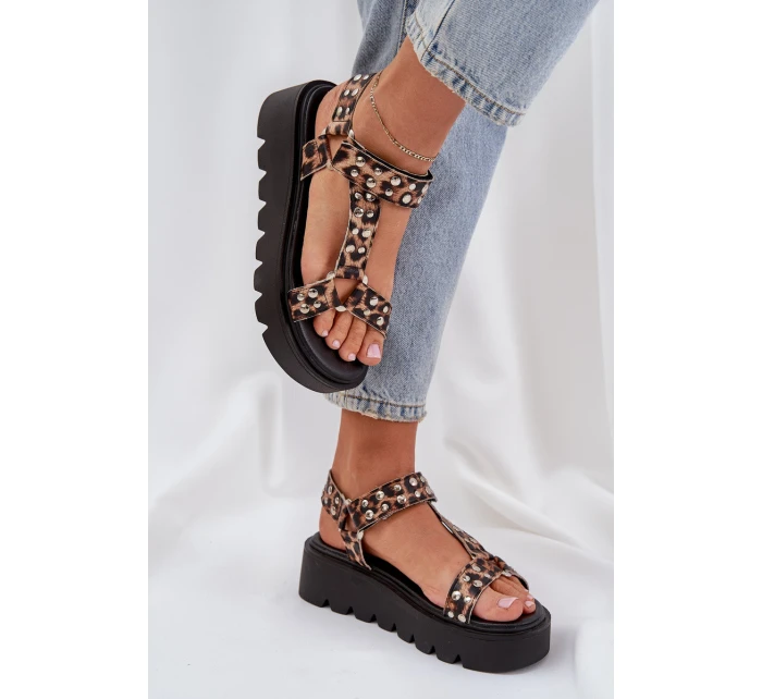Zdobené Sandály Na Platformě Leopardí Hnědé model 21684515 - Boto