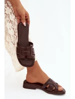 Dámské pantofle na ploché podrážce čokoládové Lorania Dámské pantofle na ploché podrážce čokoládové Lorania