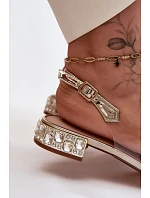 Dámské sandály průhledné s mašlí D&A MR61-9001 zlaté