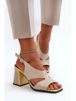 Dámske sandále na vysokom podpätku Béžová D&A