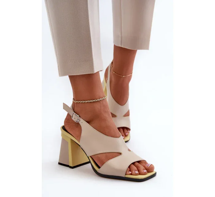 Dámske sandále na vysokom podpätku Béžová D&A