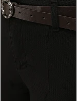Spodnie damskie slim fit z paskiem czarne model 22278455 - FashionStreet