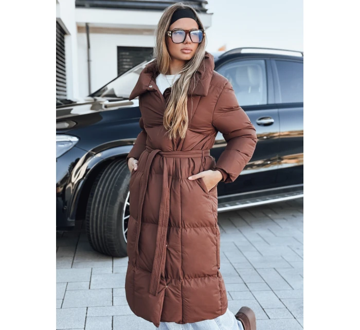 Dámský prošívaný kabát hnědý Dstreet model 21994226 - FashionStreet