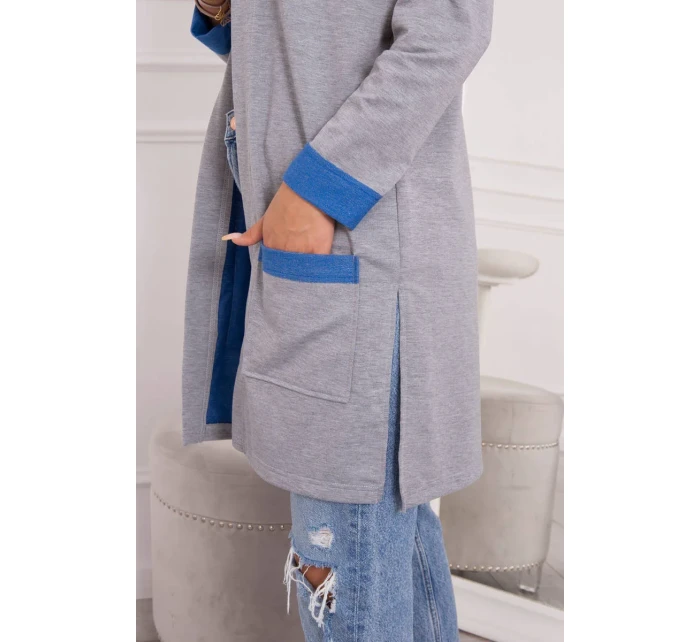 Dvojfarebná pláštenka s kapucňou nevädza + sivá Dvojfarebná pláštenka s kapucňou nevädza + sivá