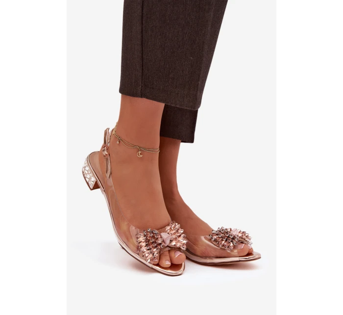 Průhledné sandály s mašlí D&A MR52-231 růžové zlato Průhledné sandály s mašlí D&A MR52-231 růžové zlato