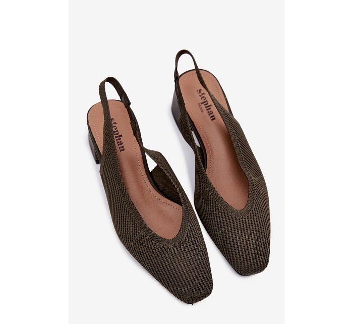 Materiálové dámské sandály na podpatku tmavě zelené model 22102914 - Boto