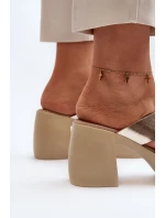 Zazoo Kožené papuče na bloku, zlaté Zazoo Kožené papuče na bloku, zlaté