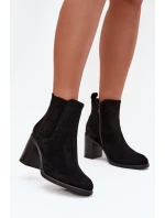 Dámske zateplené čižmy Brevina - čierne, na stĺpcovom podpätku Dámske zateplené čižmy Brevina - čierne, na stĺpcovom podpätku