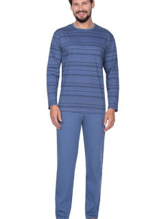 Pánske pyžamo Matyáš modré s pruhmi