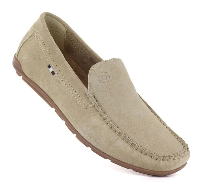 béžové pánské kožené mokasíny model 22115988 - Bugatti