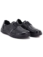 Pohodlné černé dámské kožené polobotky Vinceza model 22343181