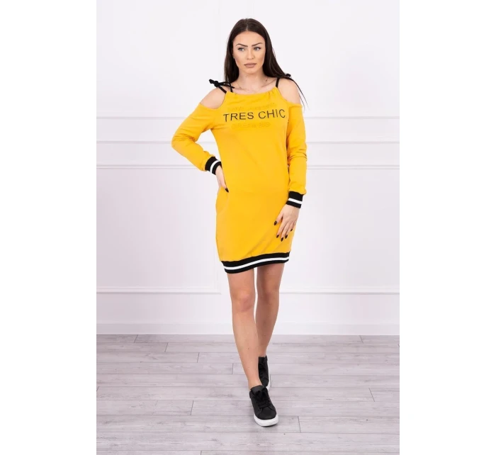 Šaty Tres Chic v horčicovej farbe