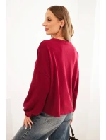 Dámska mikina s ozdobným lemom v spodnej časti bordová