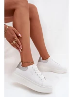Sneakersy Damskie Na Platformie Big Star SS274245 Biało-Srebrne Sneakersy Damskie Na Platformie Big Star SS274245 Biało-Srebrne