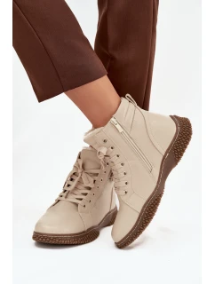 Dámské kotníkové boty s kožíškem z eko kůže béžové model 21712152 - EVENTO