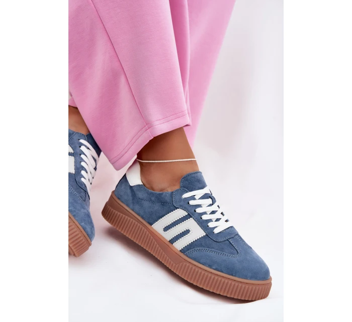 Dámské tenisky z přírodního semiše modré model 22027724 - EVENTO