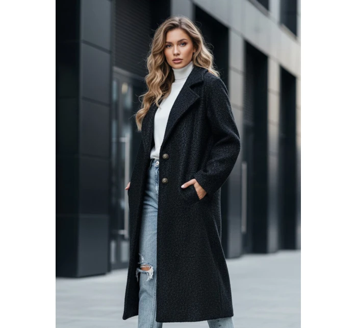 Dámský dlouhý kabát z ovčí kůže černý Dstreet model 21994154 - FashionStreet