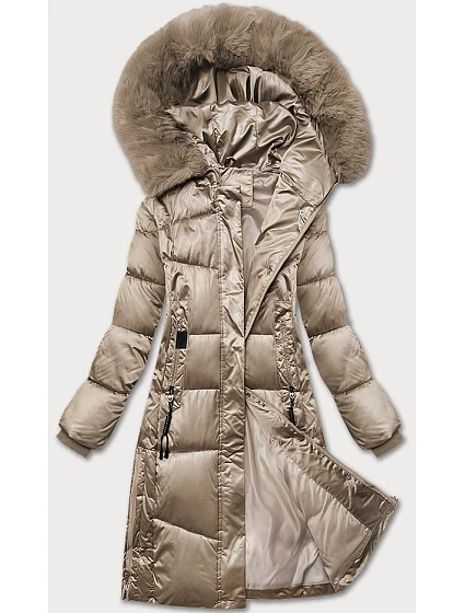 Zimná plus size prešívaná bunda s kapucňou S'west beige (B8267-12) Zimná plus size prešívaná bunda s kapucňou S'west beige (B8267-12)
