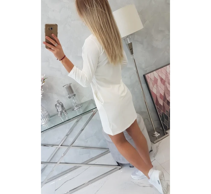 Šaty s 3D grafikou mačky ecru