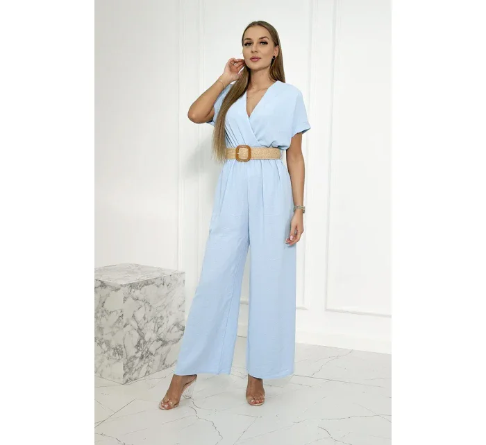 Kombinéza s ozdobným páskem v pase modrá