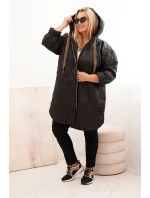 Dámska prešívaná bunda s kapucňou a HOPE Black