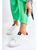 Damskie Skórzane Tenisówki BIG STAR HH274071 Biało-Czarne Damskie Skórzane Tenisówki BIG STAR HH274071 Biało-Czarne