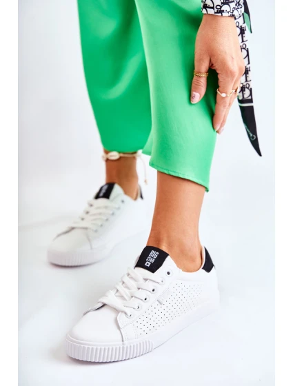 Damskie Skórzane Tenisówki BIG STAR HH274071 Biało-Czarne Damskie Skórzane Tenisówki BIG STAR HH274071 Biało-Czarne