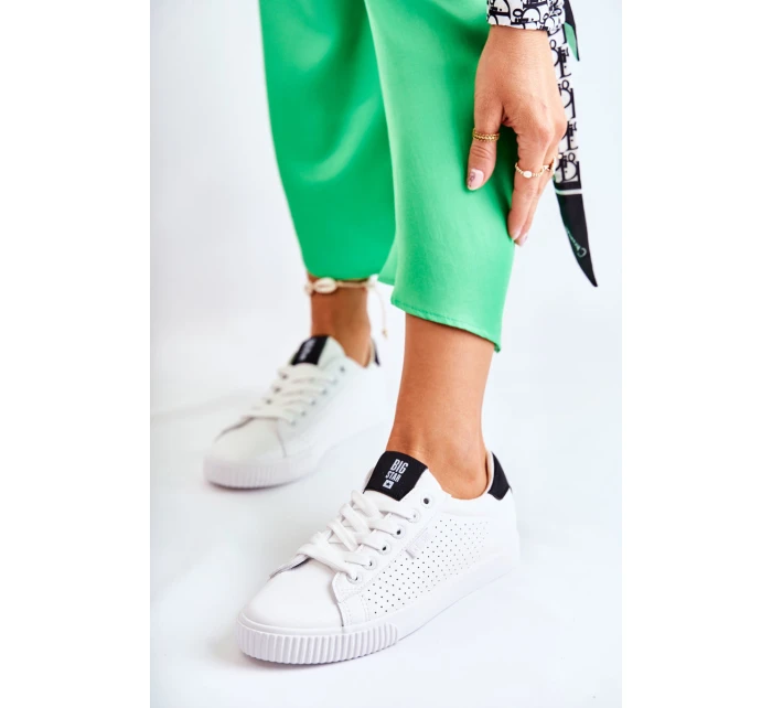 Damskie Skórzane Tenisówki BIG STAR HH274071 Biało-Czarne Damskie Skórzane Tenisówki BIG STAR HH274071 Biało-Czarne