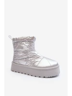 Śniegowce Damskie Na Masywnej Platformie Srebrne Fionia Śniegowce Damskie Na Masywnej Platformie Srebrne Fionia