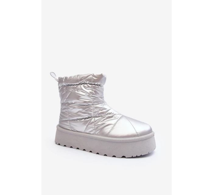 Śniegowce Damskie Na Masywnej Platformie Srebrne Fionia Śniegowce Damskie Na Masywnej Platformie Srebrne Fionia